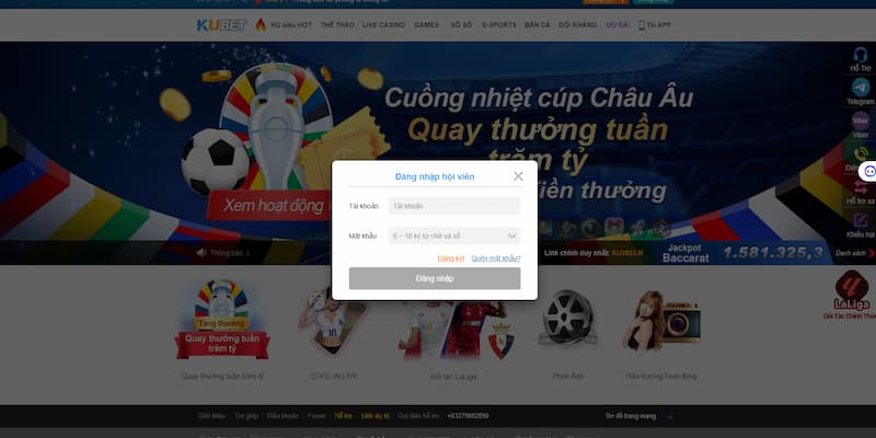 Quá trình đăng nhập Kubet